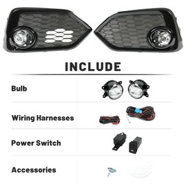 HECASA Pair LED Fog Lights Compatible with 2017-2019 Honda Civic Hatchback/Type R/Si Sedan/Si Coupe Replacement for HO2592144 HO2593144 Fog Lamp + Switch + Wiring Kit