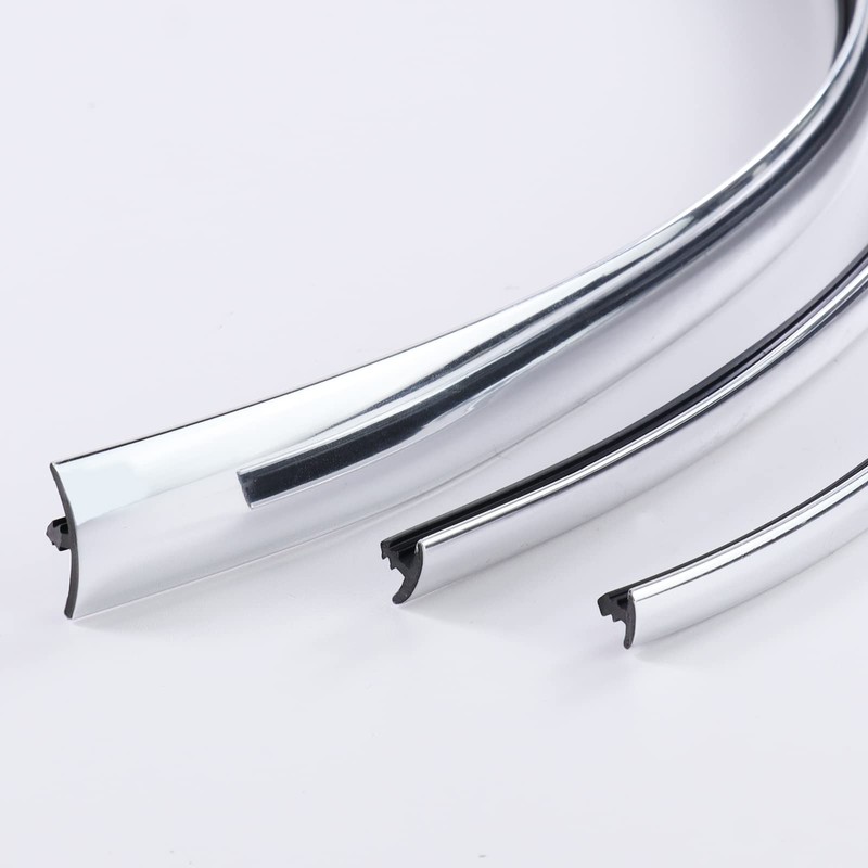 SBWLKJ 1/2"(12mm) Chrome T-Molding Edge Trim 22FT Flexible Polyethylene Center