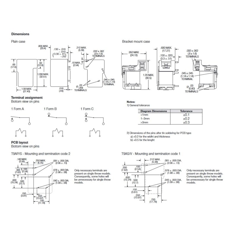 T9AS1D12-12 SPST-NO PCB Power Relay for PC Board or Panel-Mounted