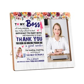 Boss Lady Gifts For Women, Boss Lady Office Picture Frame, Thank You Gifts For Boss Lady Female Leader, Floral Appreciation Gifts Photo Frame For Boss Day Birthday Christmas Thanksgiving -06