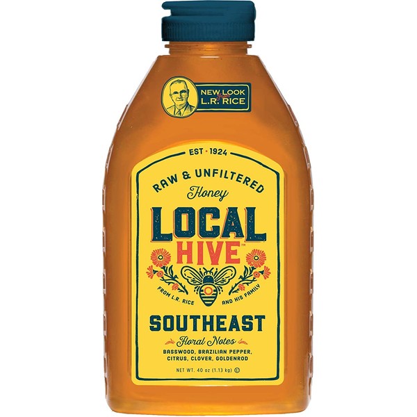 Local Hive from L.R Rice, Raw Honey, Pure and Unfiltered, Local Southeast United States Beekeepers, 40oz