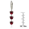 Sterling Silver Created Ruby and White Topaz Heart 3-Stone Dangle