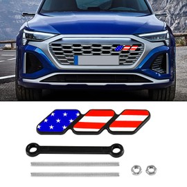 Ongfuwu Tri-Color Grille Badge, 3-Color Front Grille Badge Emblem Logo Decoration, Tri-Color Grille Badge Emblem Car Decoration Accessories Fit for Tacoma 4Runner RAV4 Highlander (Colorful Flag)