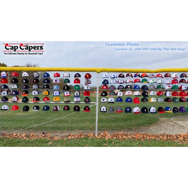 Cap Capers Baseball Cap Display; Wall Mounted Hat Rack; Baseball