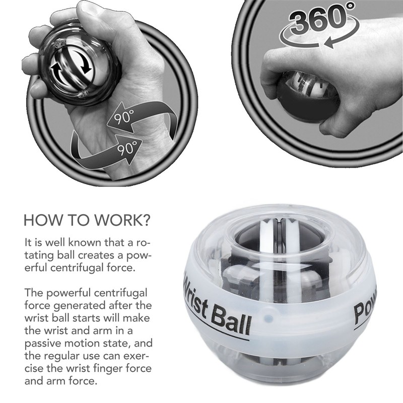 White Wrist Trainer Ball Auto Start Wrist Strengthener Gyroscopic Forearm