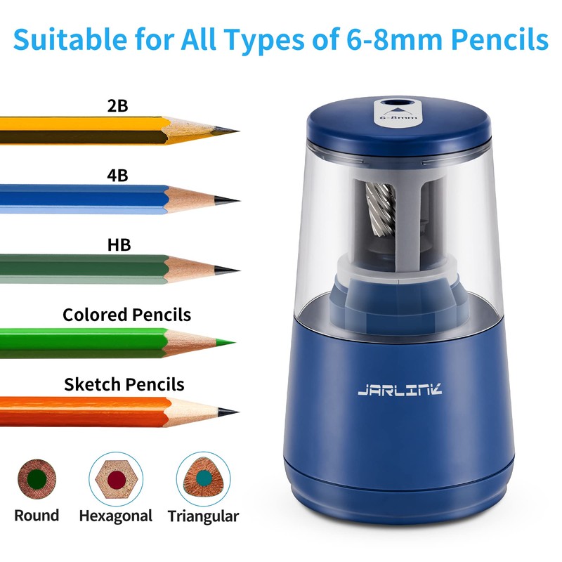 JARLINK Electric Pencil Sharpener, Heavy-Duty Helical Blade to Fast Sharpen,