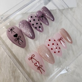 [Handmade Nail Tips] Lovely Bone (color can be changed) - Coffin Egg / [수제네일팁] 러블리본 (컬러 변경 가능) - 코핀에그