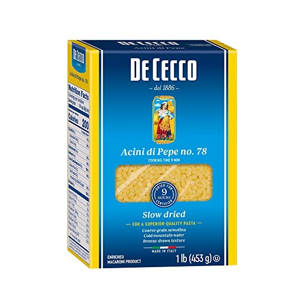 De Cecco Semolina Pasta, Acini Di Pepe No.78, 1 Pound (Pack of 20)