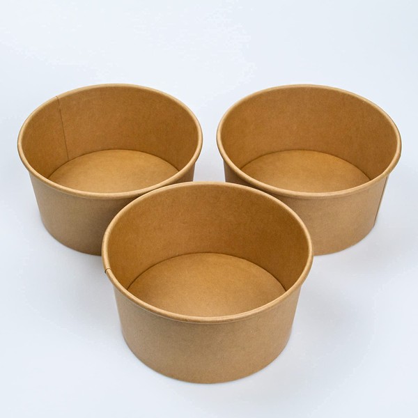 Lesibag 50 pcs 35 Oz Disposable Paper Bowls, Brown Cardboard Takeaway Salad Bowls for Hot/Cold Food, Soup