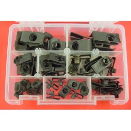 Jurassic Classic Auto Parts 1946-1980 Ford 53Pc Assortment Extruded U-Nut Clips Kit Hood Body Panel Fender