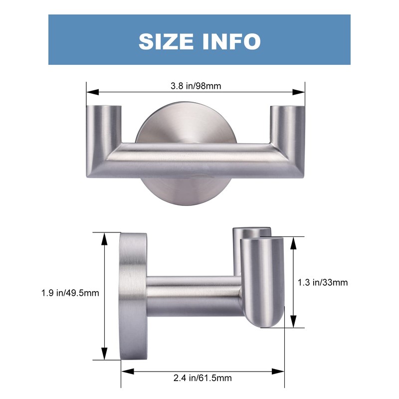 ALEASHA Shower Towel Hook Brushed Nickel, Stainless Steel Towel Hanger,