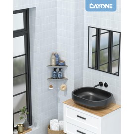 DAYONE 10" Corner Shower Shelf Brushed Nickel, 304 Stainless Steel Slot Design Recessed Corner Shelves with 2 Hooks and 4 Holes, for Bathroom Shower Kitchen 2 Pack