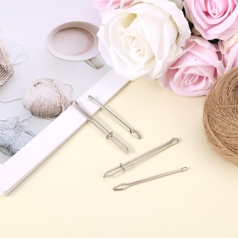 4pcs Rope Threader, 2 Designs Bodkin Drawstring Threader Tool Set