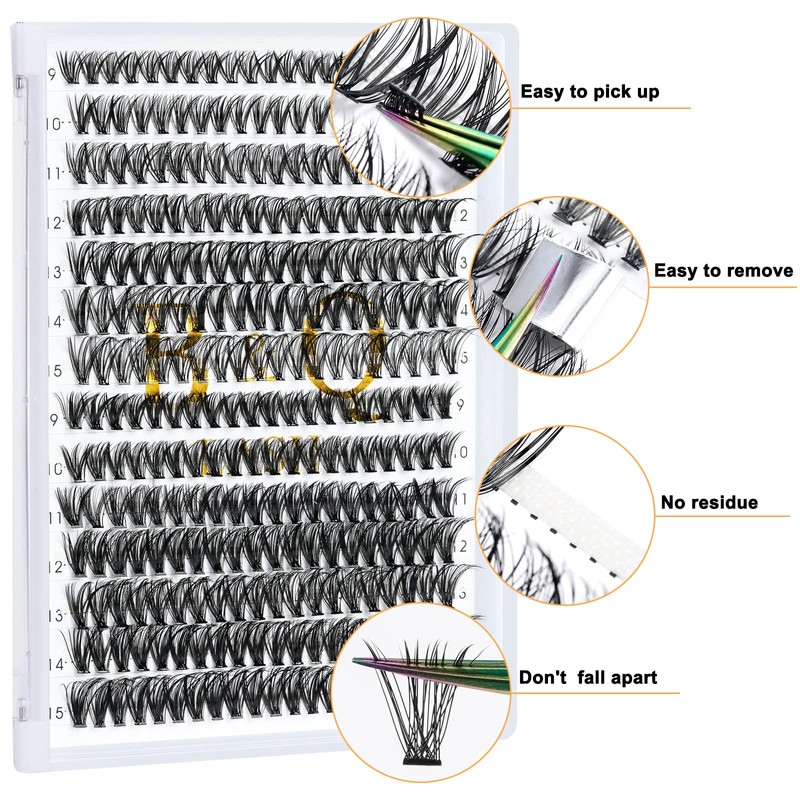 Lash Clusters 30D+40D-D-9-15MIX B&Q Lash Individual Lashes 280 Clusters 20D