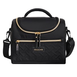 Lunch Bag for women, 8L Large Lunch Box with Adjustable Shoulder Strap, Resuable & Leakproof Lunch Cooler Bag, Insulated Lunch Tote Bag, Portable Lunch Pail for work, Tourist, outdoor use (Black)