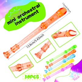Hoarost 30 Pcs 6 Hole Plastic Recorders Mini Recorder Musical Instruments Beginner Flute Instruments Toy for Kids Music Party Favors Birthday Gift, 5 Colors