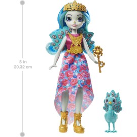 Enchantimals GYJ14 Royals Queen Unity Doll (8 Inch Tall) and Rainbow Figure of a Peacock, Toy from 4 Years