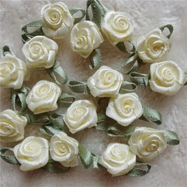 100 rosetas de cinta de raso artificial hechas a mano, para decoración de bodas, manualidades, accesorios de costura (albaricoque)