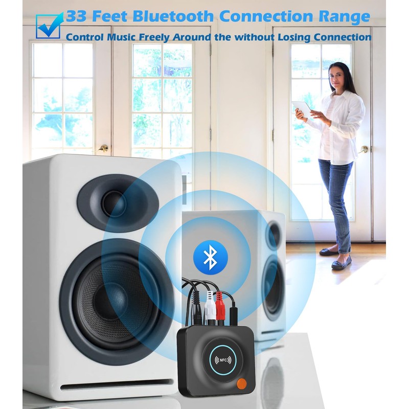 Bluetooth Receiver for Home Stereo, AUX RCA to Bluetooth Adapter