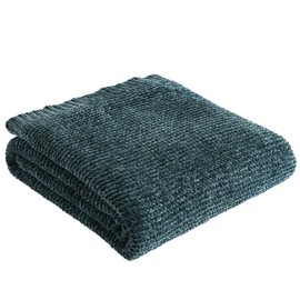 French Connection Eloise Green Chenille Lurex 50"X70" Throw Blanket - Luxurious Soft Blanket for Ultimate Comfort and Cozy Warmth