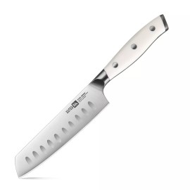 Klaus Meyer Stahl High Carbon Steel 5.5 inch Santoku Kitchen Chef Knife - White
