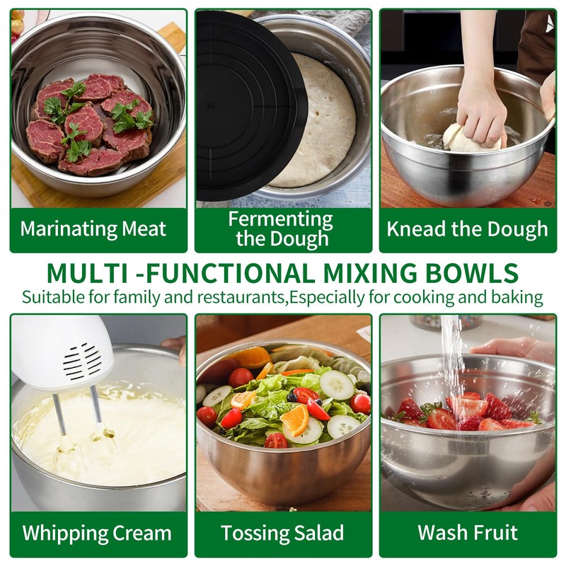 WEPSEN Mixing Bowls Set, 27PCS Stainless Steel Mixing Bowl with