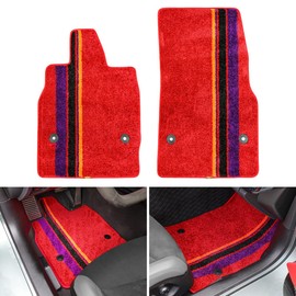 MSIZOY Floor Mats Floor Liners Blanket Compatible with for 2020-2024 Chevy Corvette C8 Coupe Accessories All Weather Anti-Scratch Wear-Resistant Floor Protection Carpet Foot Pad Red with Striped