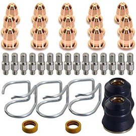 AWLOLWA 37 pcs Plasma Cutter Torch S45 Accessory Kit PR0010 Electrodes PD0116-08 Nozzle Tips Spacer Guide Retaining Cap Gas Diffuser CV0010 Consumables for S45 Torch