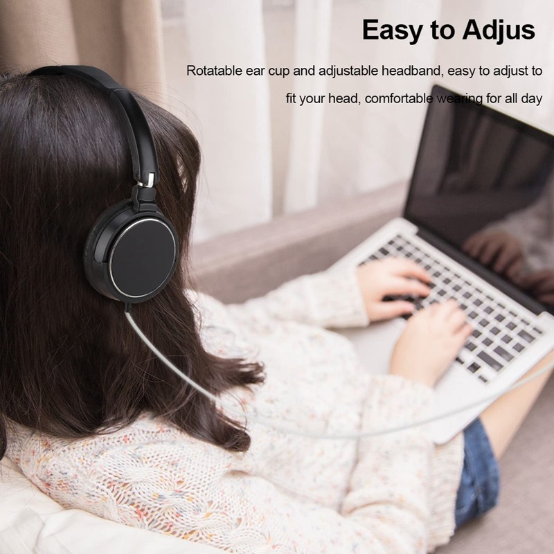 Stereo Headphones, Foldable Compact Wired Headset Stereo HiFi Music Headphones