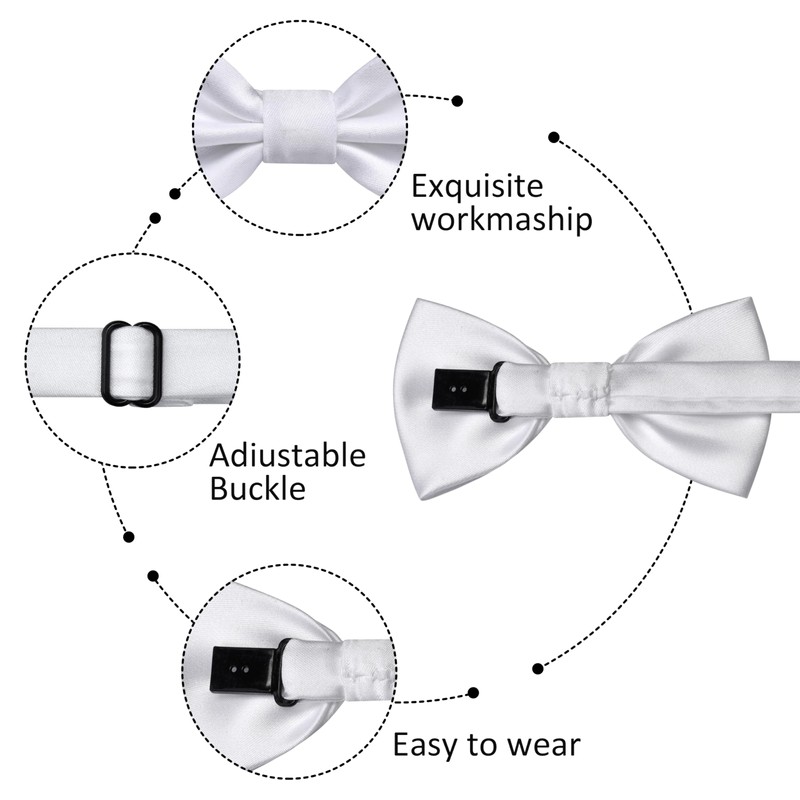 Branduce White Bow Ties for Boys Pre Tied Toddler Bow