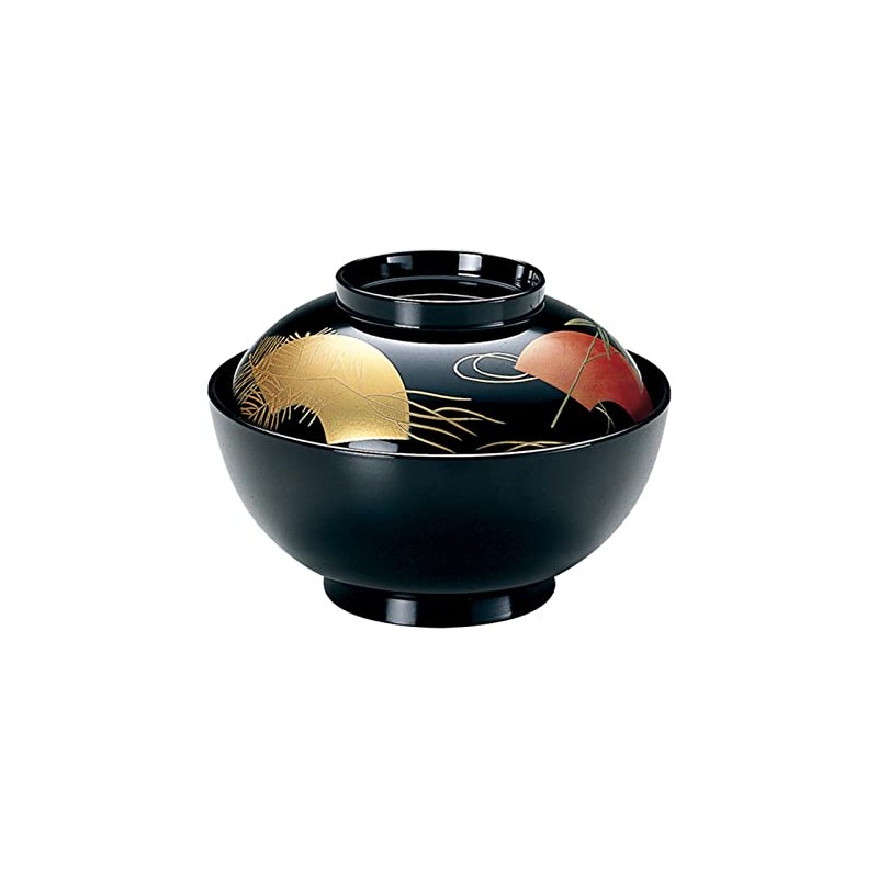 Fukui Craft Masasa 36501360 Zoni Boiled Bowl, Black Fan Face