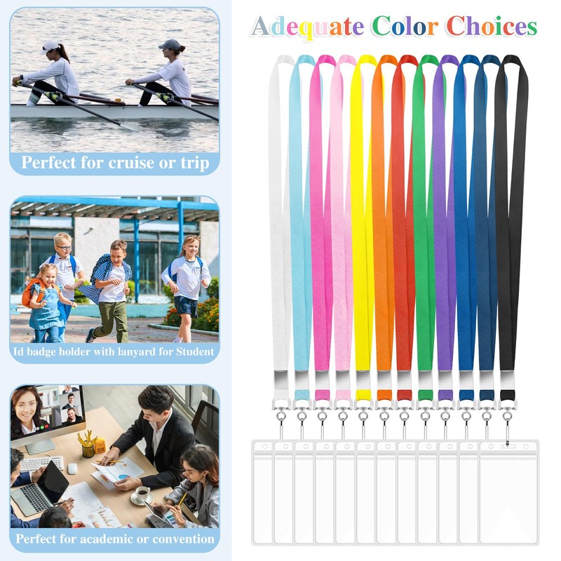 24 Pack Lanyards for ID Badges Cruise Lanyard for Ship