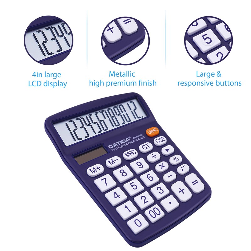 Desktop Calculator 12 Digit with Large LCD Display and Sensitive
