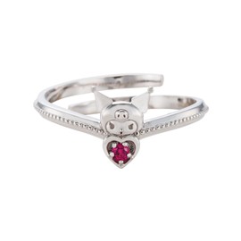 White Clover SAKU-R100RD Chromi Ring, Free Ring, Compatible with Sizes 7 - 19, Sanrio Characters, 925 Silver, Cubic Zirconia, Milgrained, Silver, Anniversary, Birthday, Present, Sterling Silver Cubic