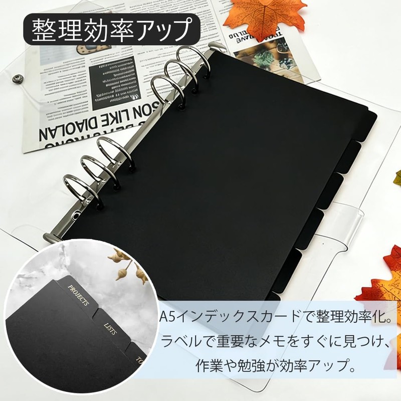 CHANJIF 6 Pcs A5 Loose Leaf Notebook, Divider Card, 6