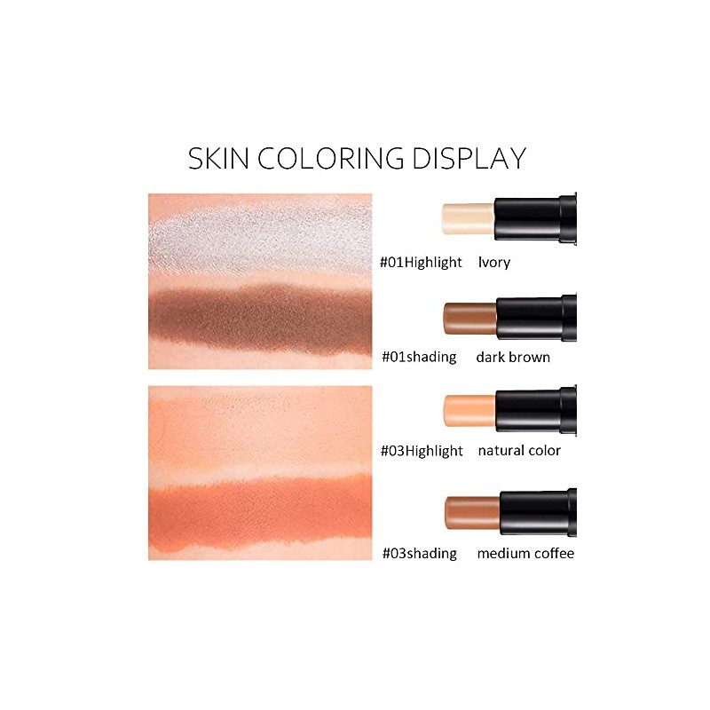 2 Colors Cream Contour Sticks Makeup Kit, Primer Face Highlighter