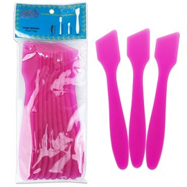 Pana (10 Pieces) 7.35" Pink Large Flexible Mixing Spatula Reusable Cosmetic Skin Care Facial Cream Mask Spatula for Mixing and Sampling