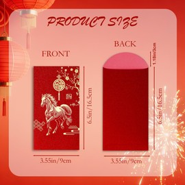 36 Pcs Chinese New Year Red Envelopes 2026 Red envelopes for the Year of the Horse Large Hong Bao Spring Festival Lunar New Year,6 Designs (Style A)