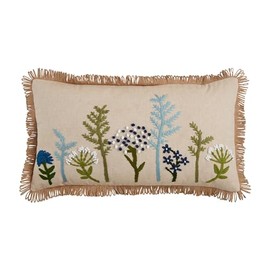 Mud Pie Lumbar Floral Embroidered Pillow