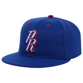 Rings & Crwns Puerto Rico Country Pride - Gorra plana ajustada con logotipo RBL, Azul Real, 6.875