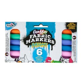 TULIP Bullet Tip & Chisel Tip Permanent Graffiti Fabric Markers, 6 Bright Colors