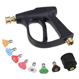 WUISOLQP 4350PSI High Pressure Washer Gun, Jet Wash Gun with 7 Water Nozzle Tip, M22 14mm Fitting Hose Connector and 1/4" Quick Connector, High Pressure Water Gun, Power Washer Gun for Karcher K1-K7