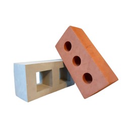 Soft Play Foam Bricks, 2-Piece Building Blocks Set for Kids, Includes Red Foam House Brick & Grey Foam Breeze Block, Safe Construction Toys for Toddlers & Children, Realistic Pretend Role Play