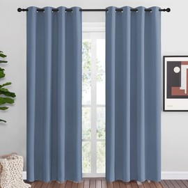 NICETOWN NICETOWN Stone Blue Room Darkening Curtain Panels 86" Length for Bedroom Living Room, Thermal Insulated Blackout Draperies for Home Decoration, Total Privacy (55" Width, 2 Pieces)