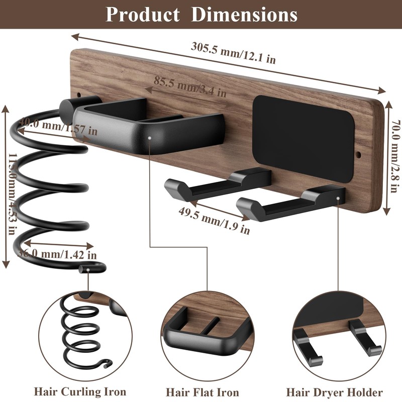 Tindbea Hair Dryer Holder Curling Iron Holder Flat Iron, Blow