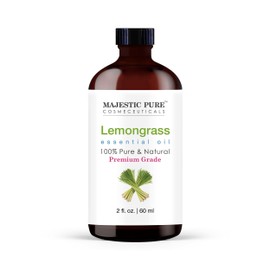 MAJESTIC PURE Lemongrass Essential Oil with Glass Dropper | 100% Pure and Natural Lemongrass Oil | Premium Grade Essential Oils for Diffusers, Skin, Aromatherapy, Massage | 2 Fl Oz