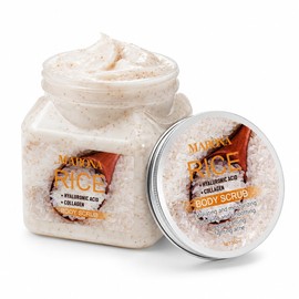 Exfoliante Corporal de Arroz con Ácido Hialurónico y Colágeno 350 ml | Body Scrub Hidratante para Piel Suave y Luminosa | Ayuda a Mejorar la Apariencia de Manchas e Imperfecciones | Para Todo Tipo de Piel