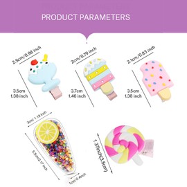 38 Stück Haarspangen für Mädchen, BetterJonny Haarspangen für Mädchen, Haarspangen für Babys, Farbe Haarspange aus Metall, Obst, Süßigkeiten, Eiscreme, Blumen, niedliches Motiv, Haarnadeln