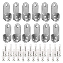 Alamic Oval Closet Rod End Supports with Mounting Screws for 15 x 30mm Rods - 12 Pack