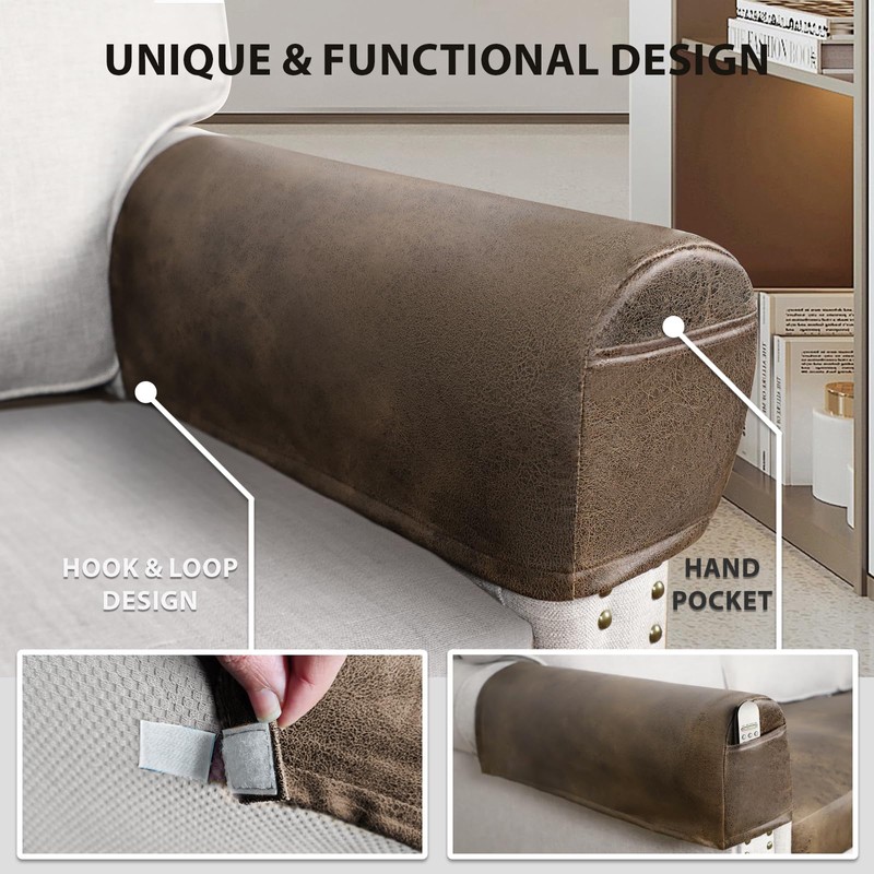 Leather Look Couch Arm Covers Set of 2 Armrest Covers